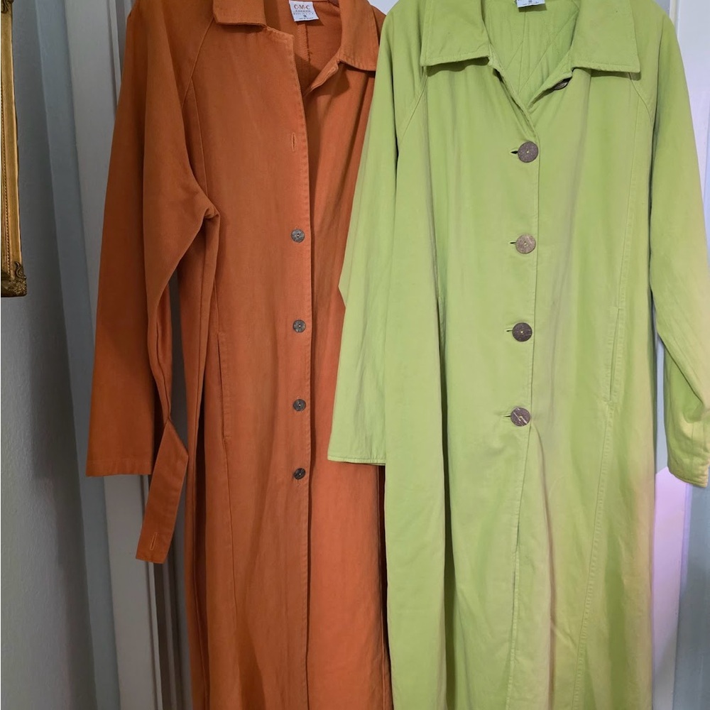Women's Orange and Green Long Coats ($35 each)